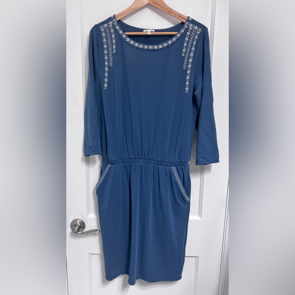 Garnet Hill Embroidered Dress – Pockets, Boho Style, Easy Fit